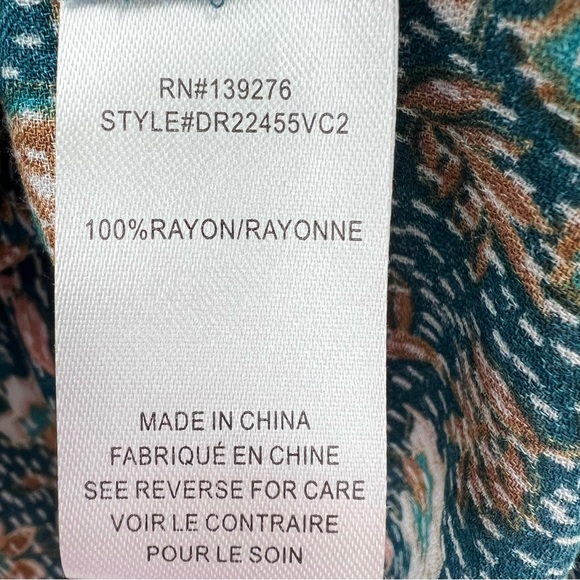 DR2 Josie V-Neck Long Sleeve Multicolored Top in Teal NWT size Small - Picture 8 of 9